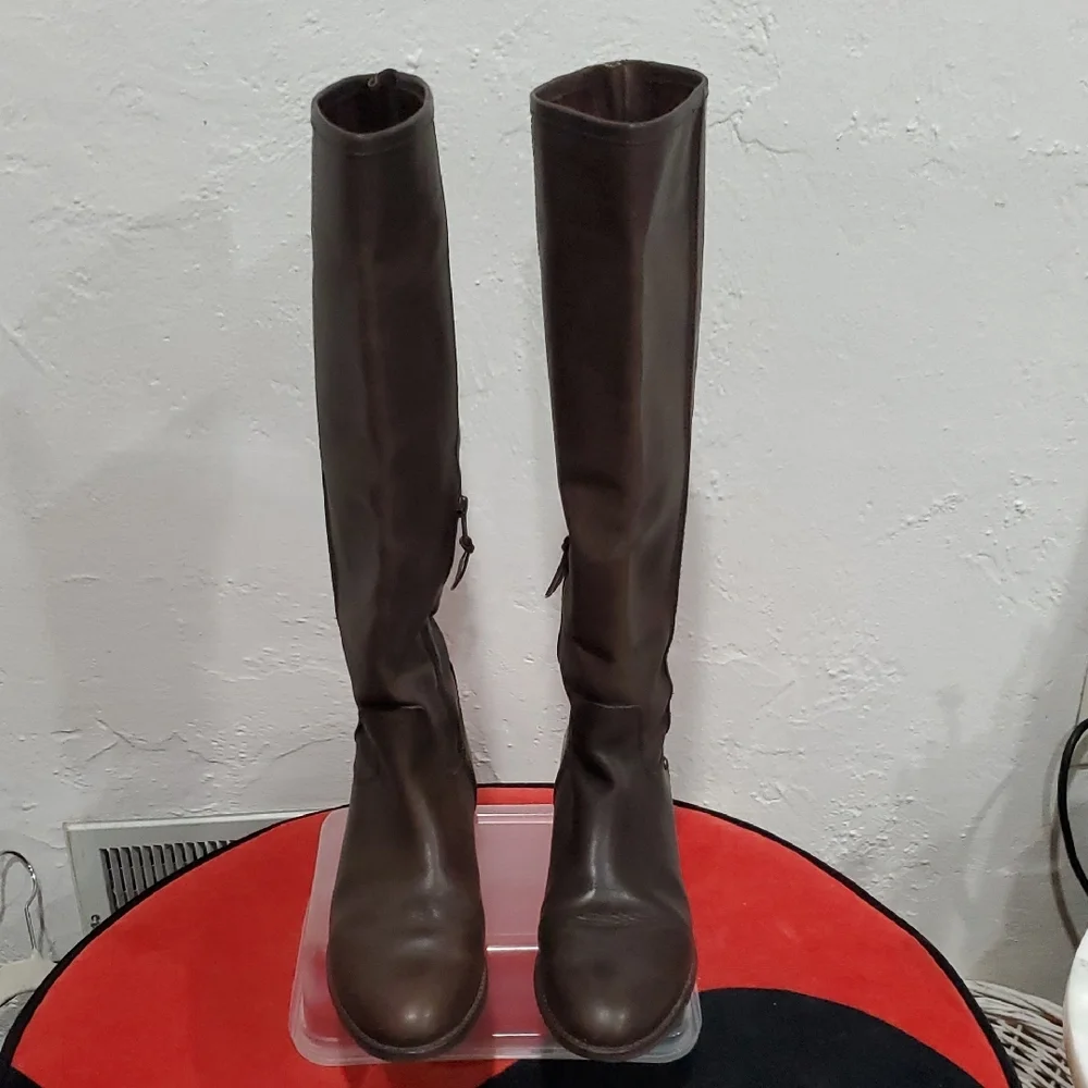 Elegant Brown Leather Knee-High Boots